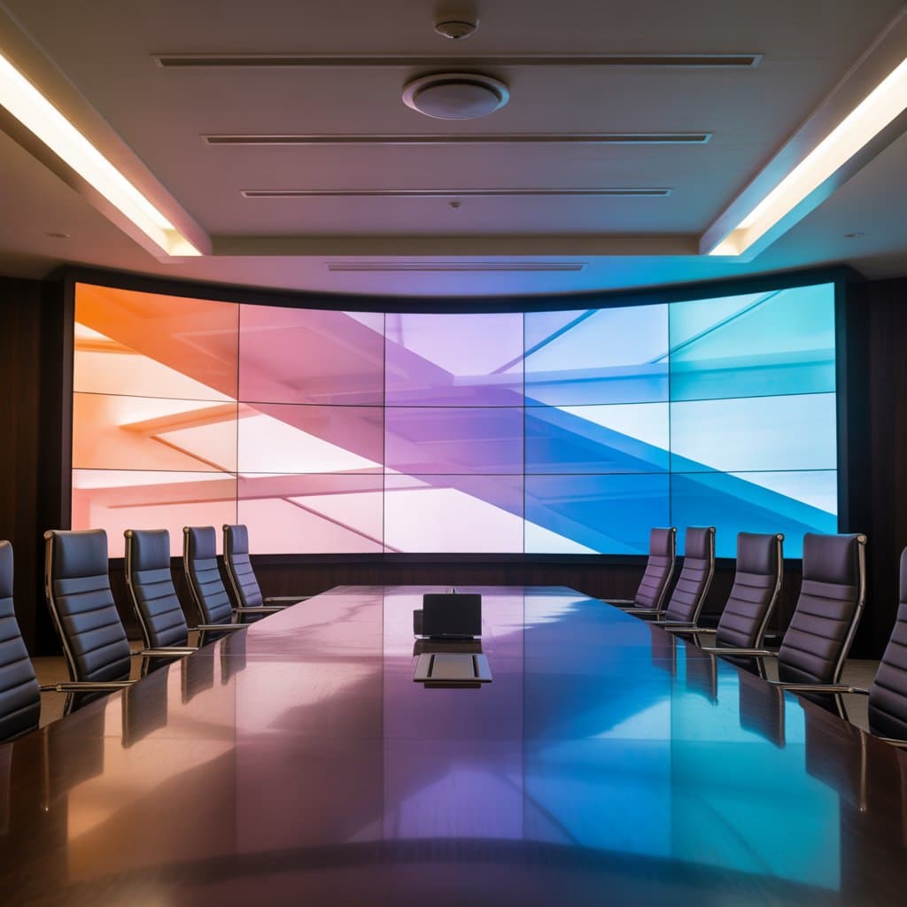 Corporate boardroom in Ajmer with a seamless commercial audio-visual setup.